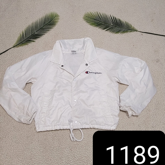 Champion White Cropped Coach Windbreaker Jacket S - Picture 11 of 11